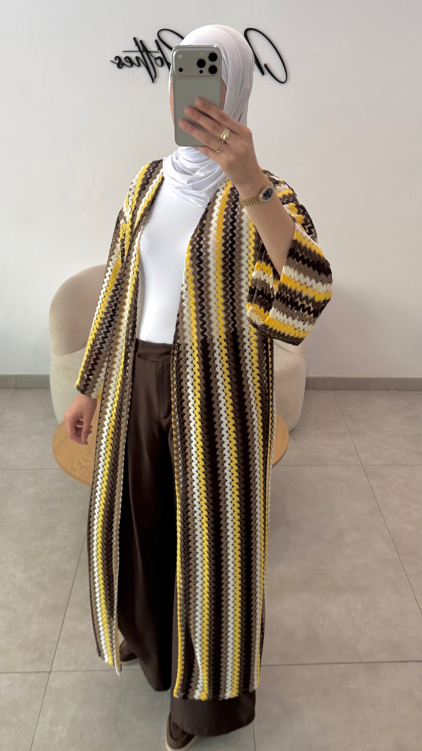 CROCHET KIMONO - BROWN