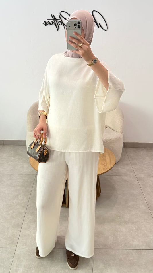 ENSEMBLE EFFET LIN - CREME