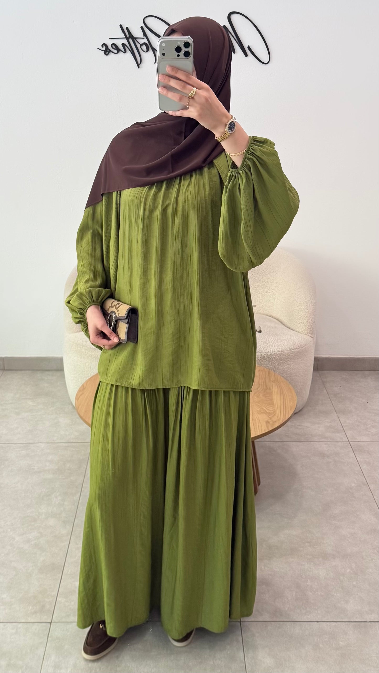 ENSEMBLE MANCHE BOUFFANTE - VERT