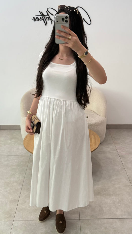 ROBE BI MATIÈRE - BLANC