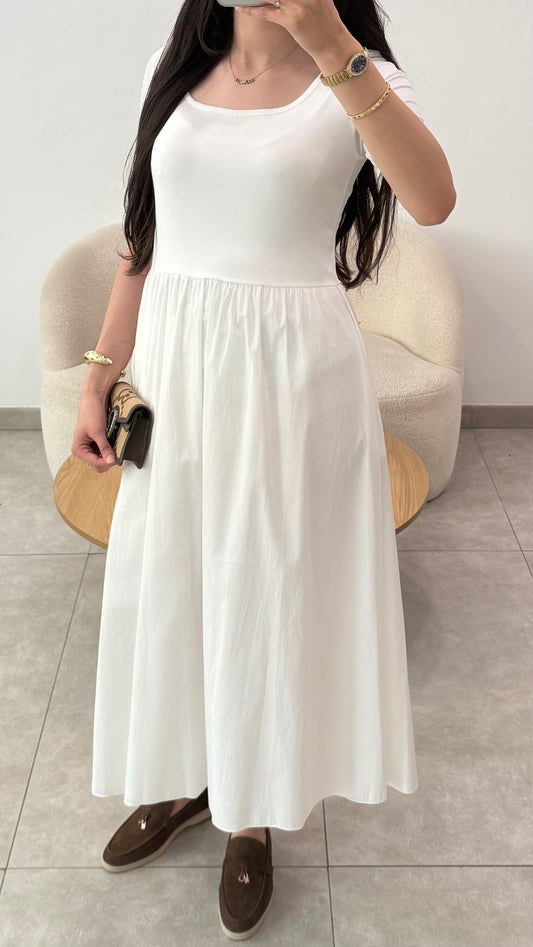 ROBE BI MATIÈRE - BLANC