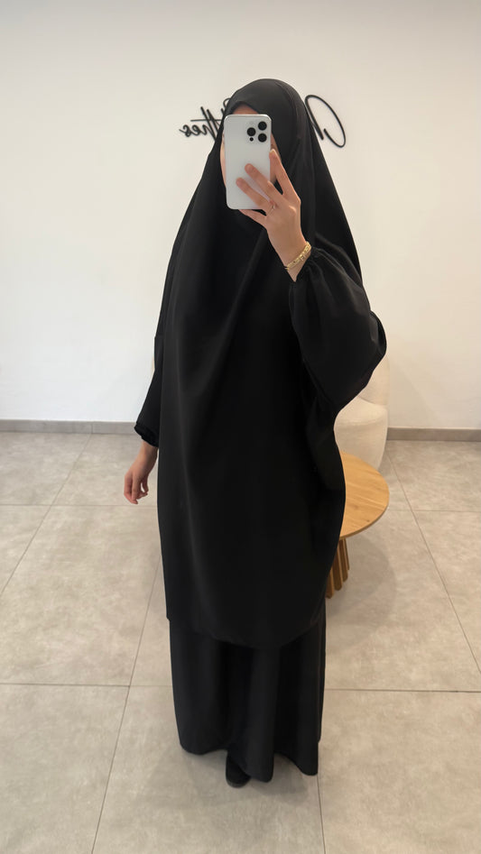 JILBAB JUPE EN SOIE DE MEDINE NOIR
