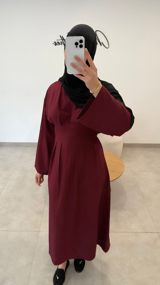 ROBE AMPLE CEINTRÉ BORDEAUX
