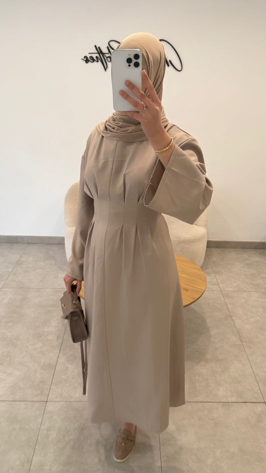 ROBE AMPLE CEINTRÉ TAUPE
