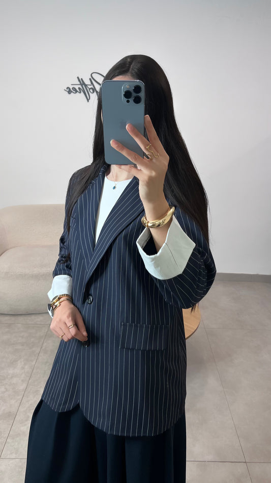 BLAZER BLEU MARINE À RAYURE