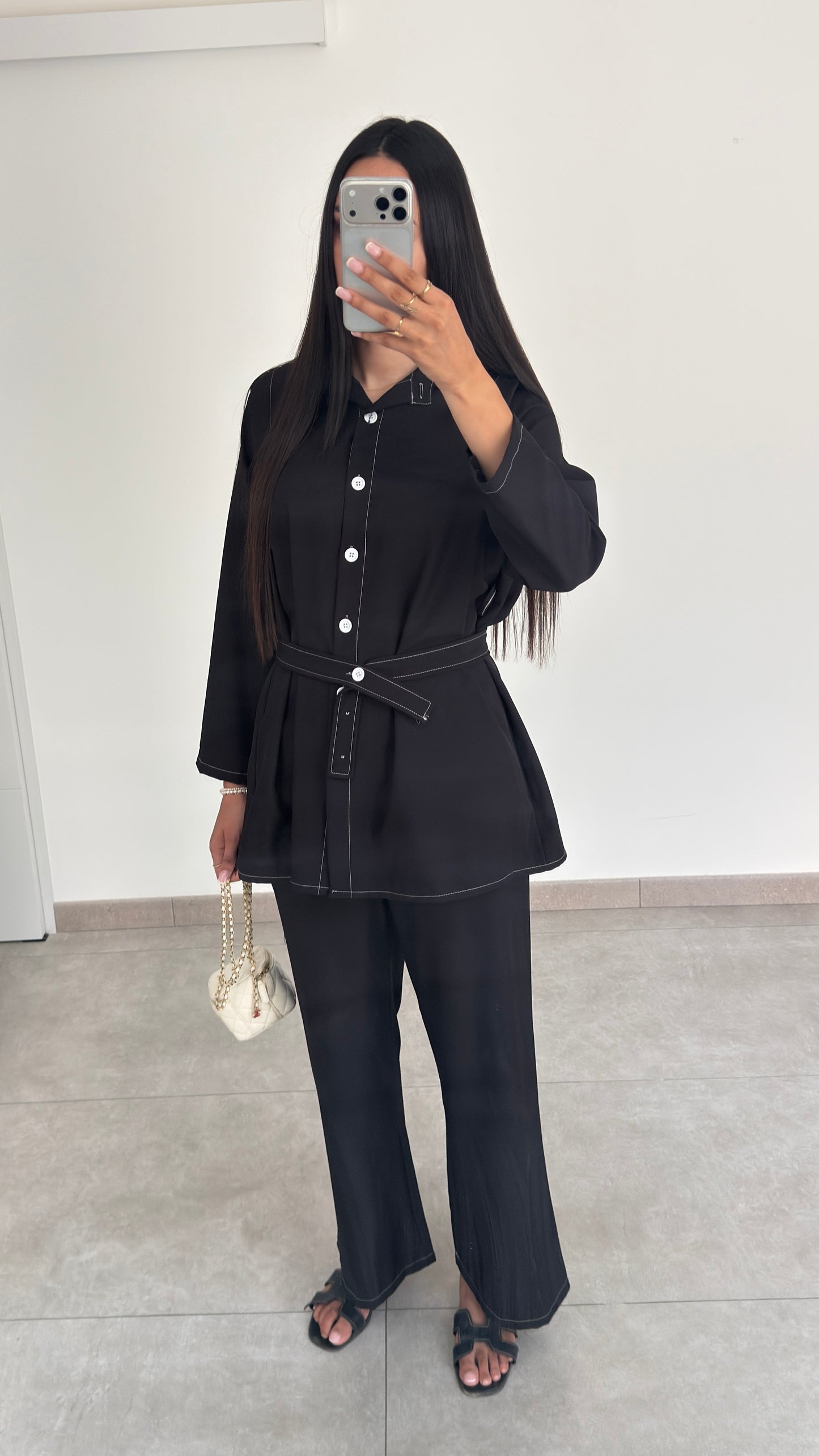 ENSEMBLE AVEC BOUTON - NOIR