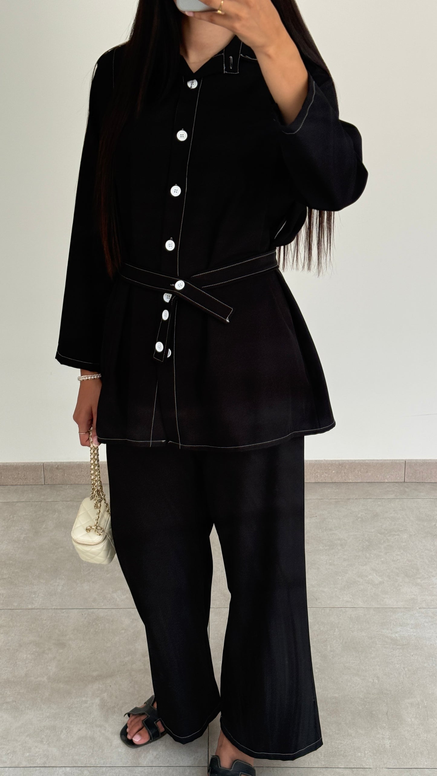 ENSEMBLE AVEC BOUTON - NOIR