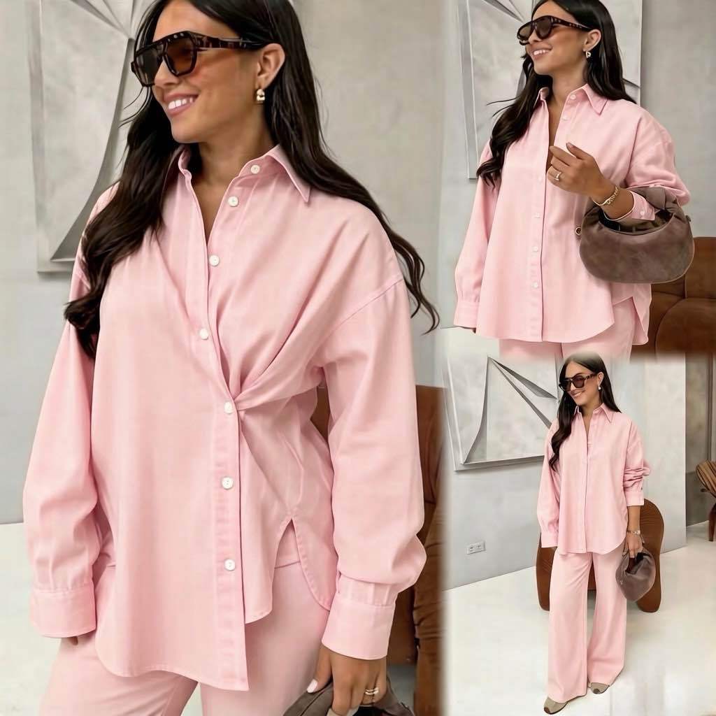 ENSEMBLE CHEMISE CROISÉ - ROSE